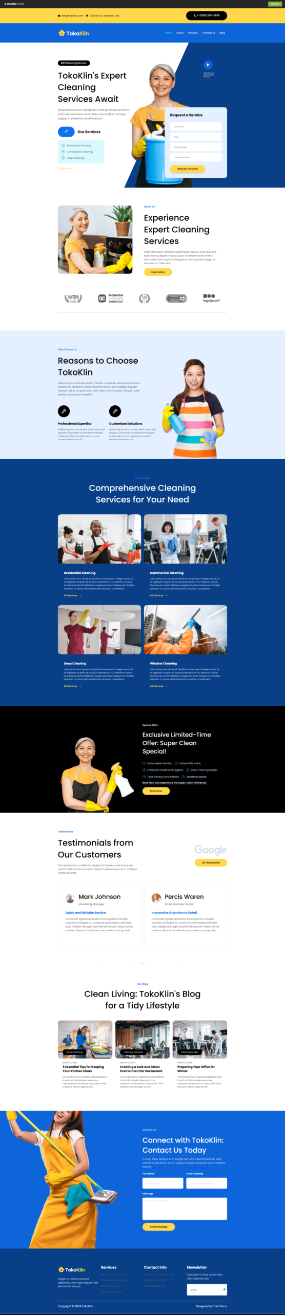 Cleaning company website homepage design example