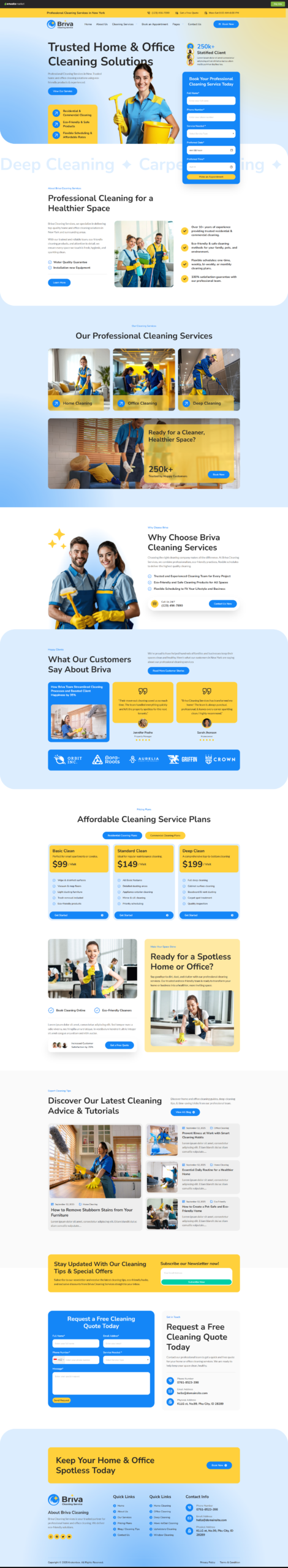 Cleaning company website homepage design example