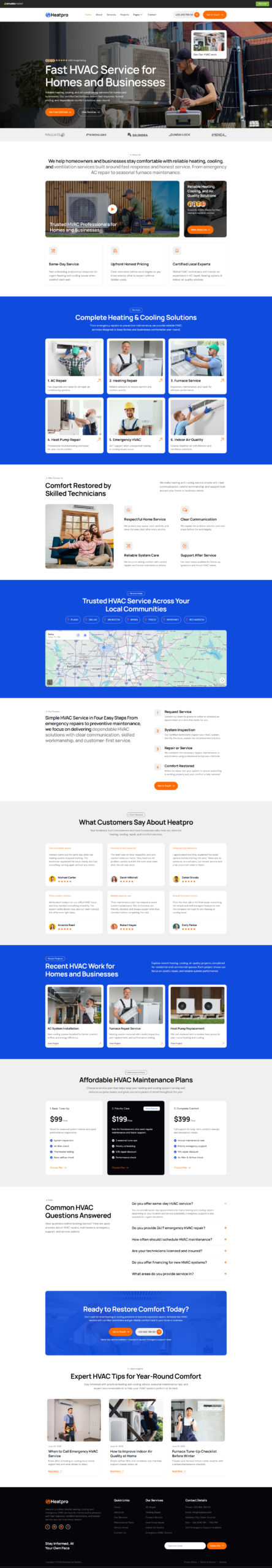 HVAC website homepage design example