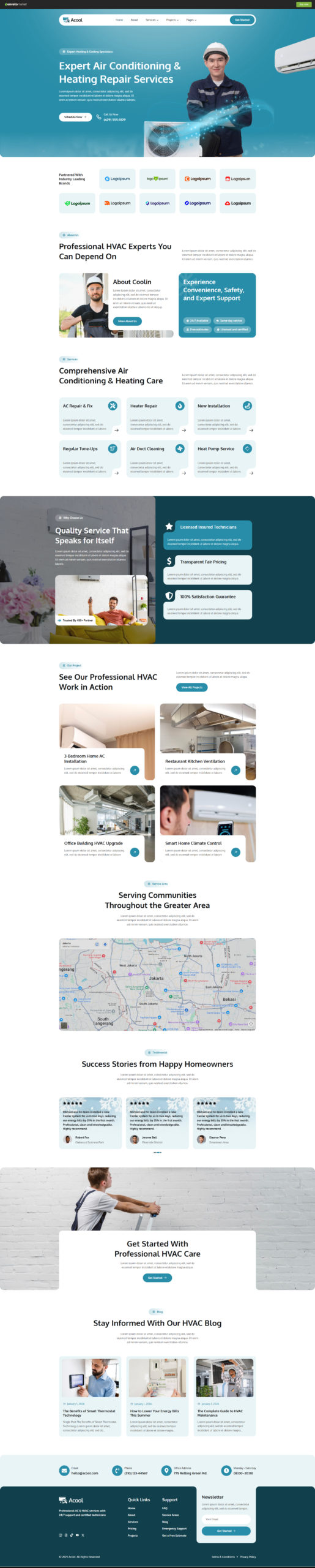 HVAC website homepage design example