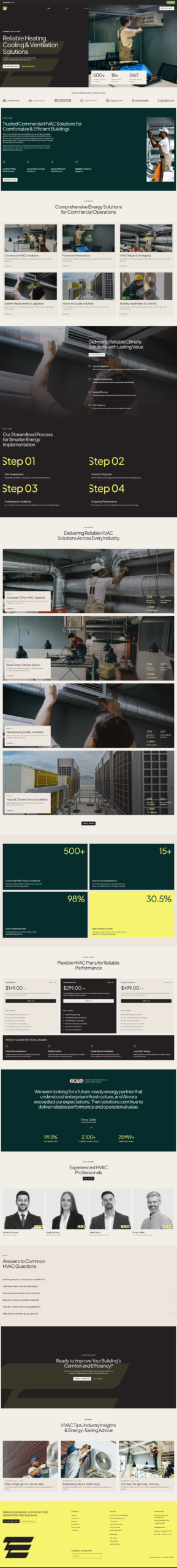 HVAC website homepage design example