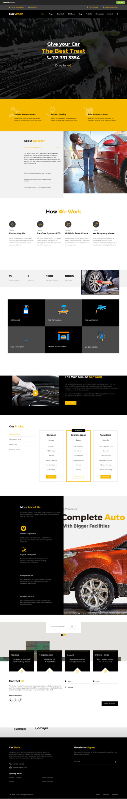 Car wash website services design preview