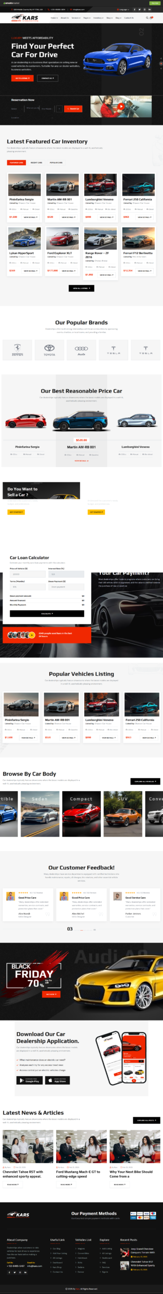 Dealerships website services design preview