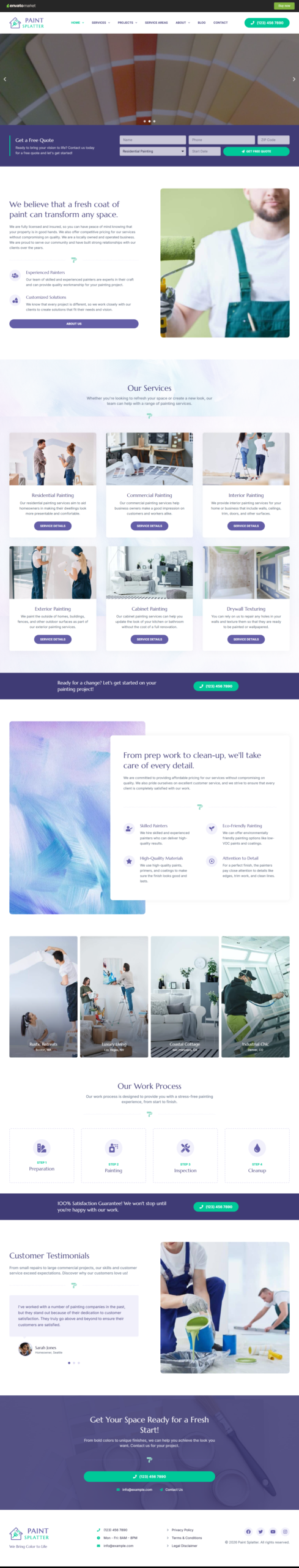 Painting website services design preview