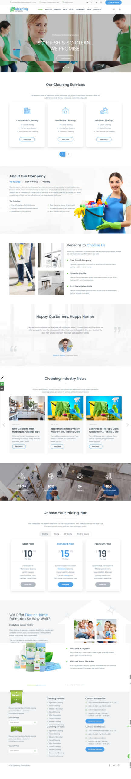 Cleaning website services design preview